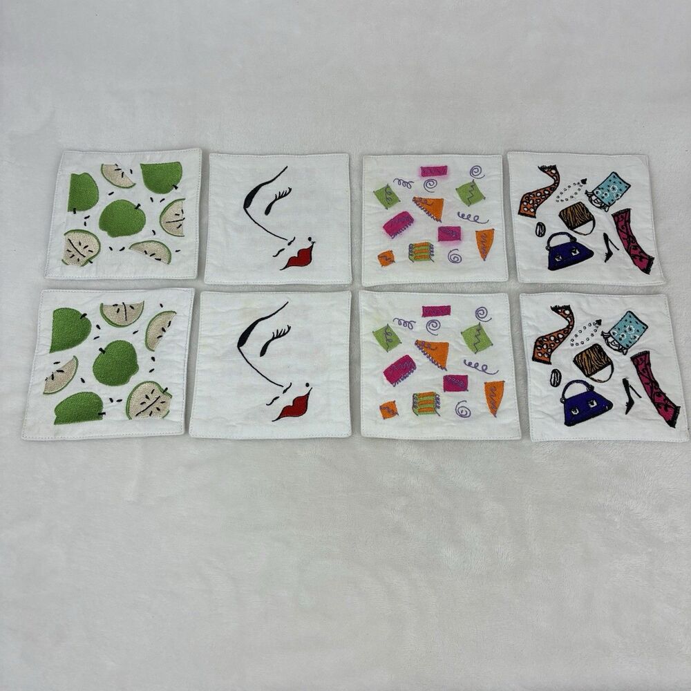 Lolita Vintage Cocktail Napkins- Colorful Fabric Coasters Martini Shopaholic Fun